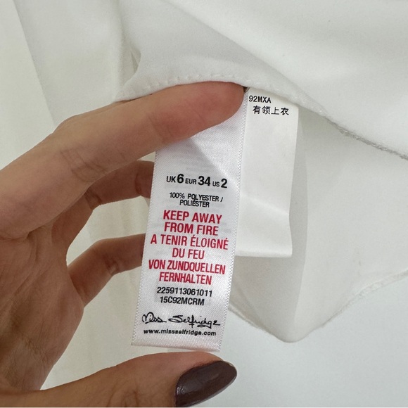Miss Selfridge white silk collared top blouse - Picture 4 of 5